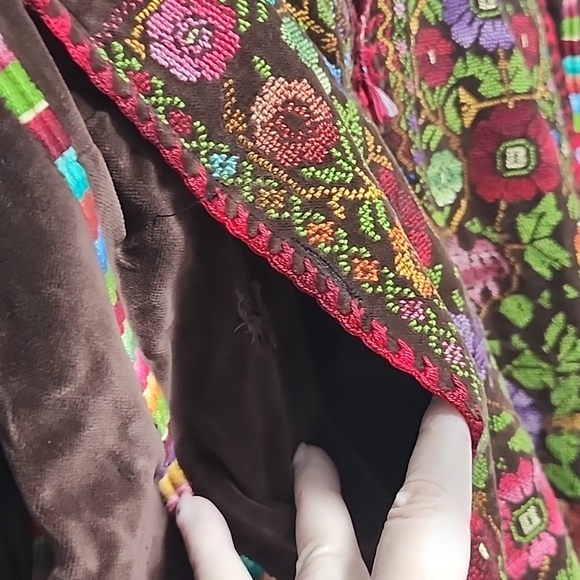 Rare brown velvet antique Bedouin embroidered dress up to XXL - Picture 9 of 9